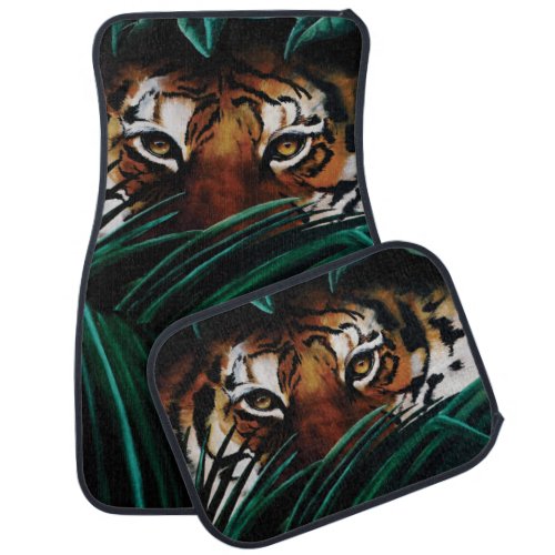 Tiger Green Jungle Leaves Car Floor Mat