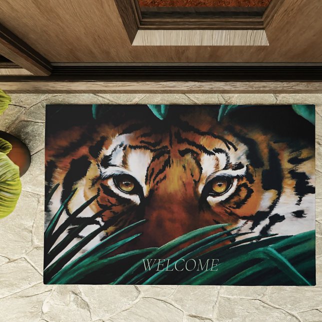 Tiger Green Jungle Leaves Doormat (Creator Uploaded)