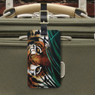 Tiger green Jungle Leaves Luggage Tag