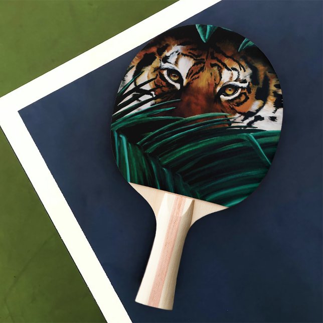 Tiger Green Jungle Leaves Ping Pong Paddle (Creator Uploaded)
