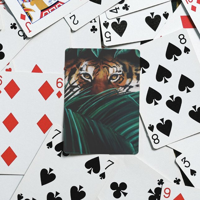 Tiger Green Jungle Leaves Poker Cards (Creator Uploaded)