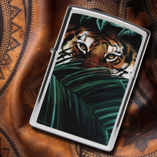 Tiger Green Jungle Leaves Zippo Lighter (Creator Uploaded)