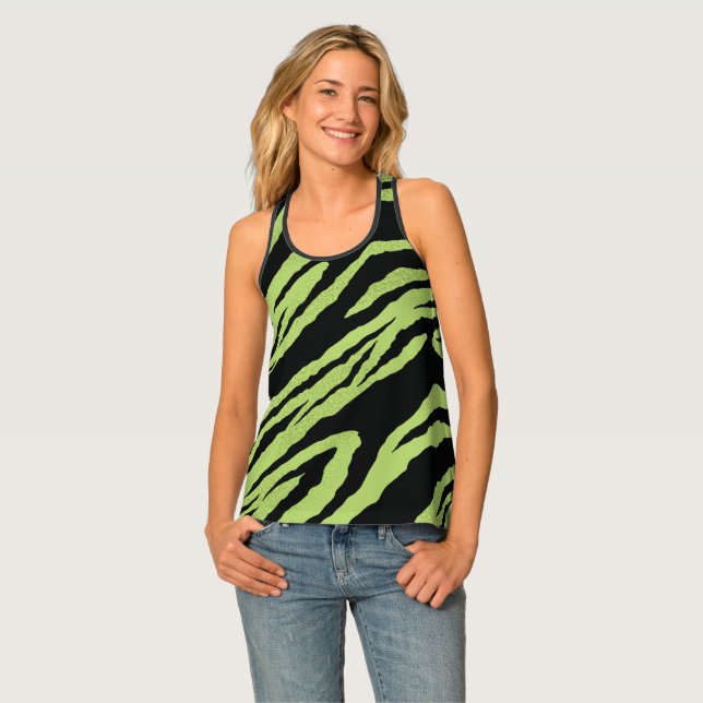 tiger green tank top (Front Full)