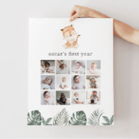 Tiger Greenery 1st Birthday Photo Collage