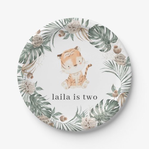 Tiger Greenery Floral Paper Plates