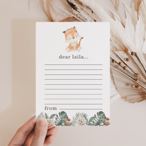 Tiger Greenery Floral Time Capsule Note Card