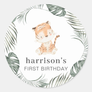 Tiger Greenery Round Classic Round Sticker