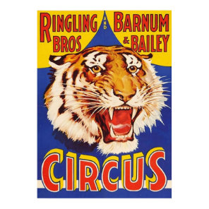 TIGER Growl Circus Ringling Bros Circus Animal Vin Poster