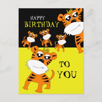 Tiger Happy Birthday Postcard by pixibition at Zazzle