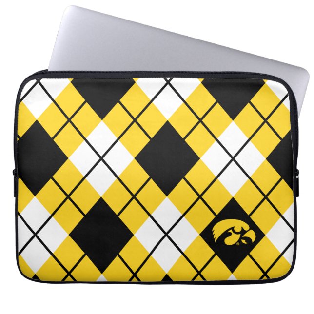Tiger Hawk Logo | Argyle Pattern Laptop Sleeve (Front)
