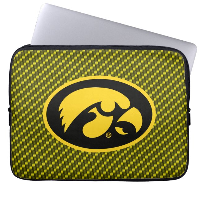 Tiger Hawk Logo | Carbon Fiber Pattern Laptop Sleeve (Front)