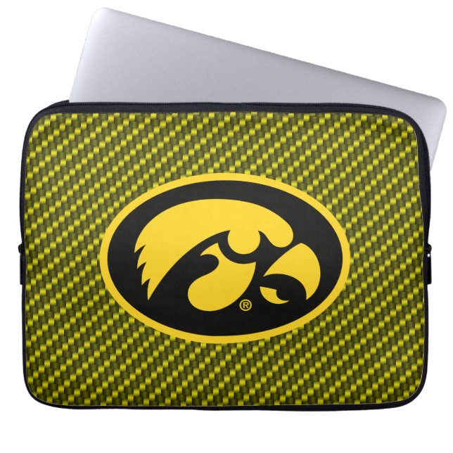 Tiger Hawk Logo | Carbon Fiber Pattern Laptop Sleeve (Front)