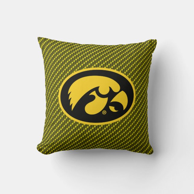 Tiger Hawk Logo | Carbon Fiber Pattern Throw Pillow (Front)