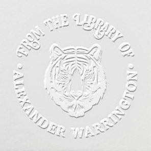 Tiger Head #2 “From the library of” Book Name Embosser