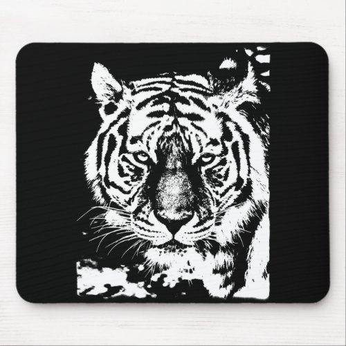 Tiger Head Black And White Pop Art Template Mouse Pad