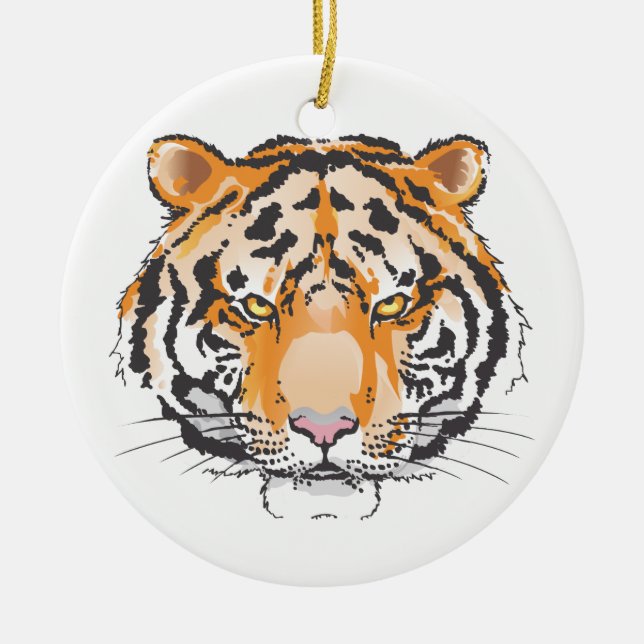 Tiger Head Ceramic Ornament (Front)