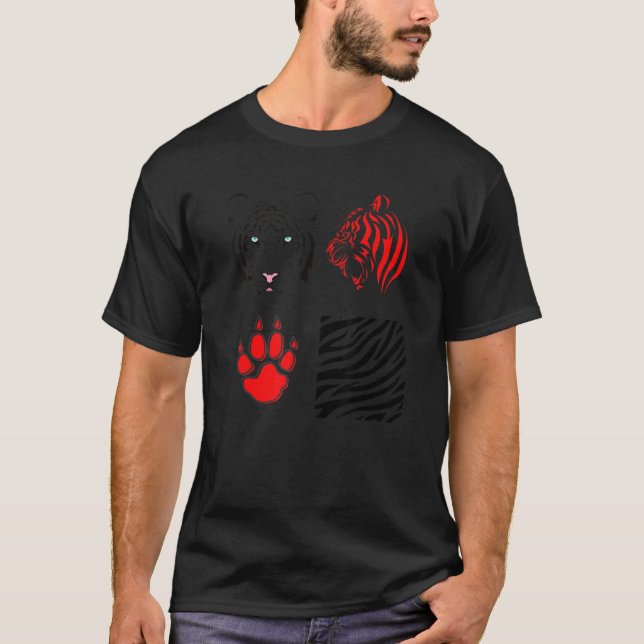 Tiger Head Cricut Red Tiger's Paw With Wild Animal T-Shirt (Front)