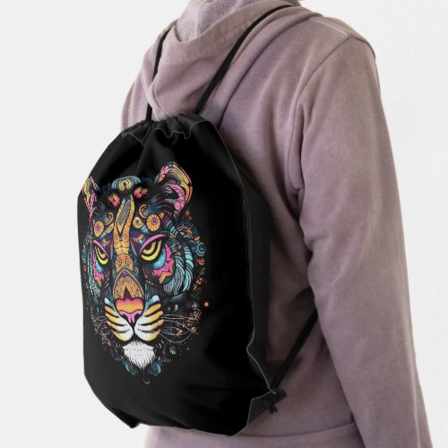 Tiger Head  Drawstring Bag