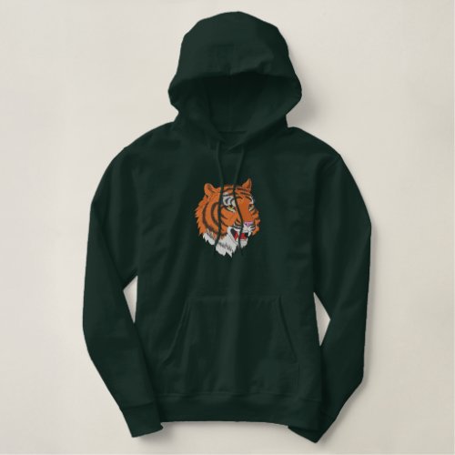 Tiger Head Embroidered Hoodie