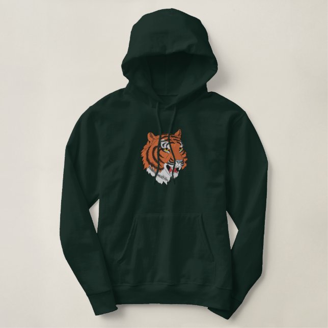 Tiger Head Embroidered Hoodie (Design Front)