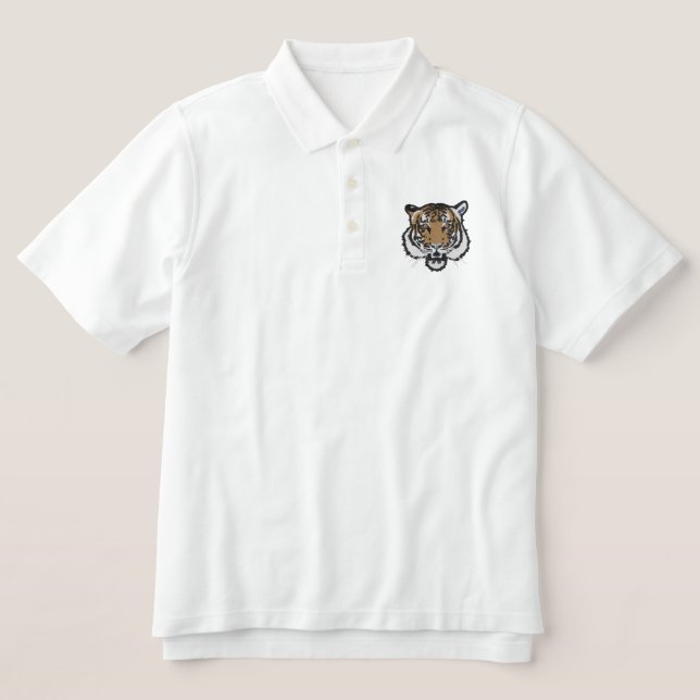 Tiger head embroidered polo shirt (Design Front)