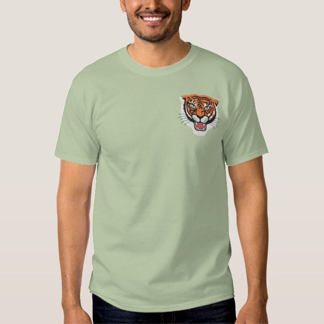Tiger Head Embroidered T-Shirt (Front)