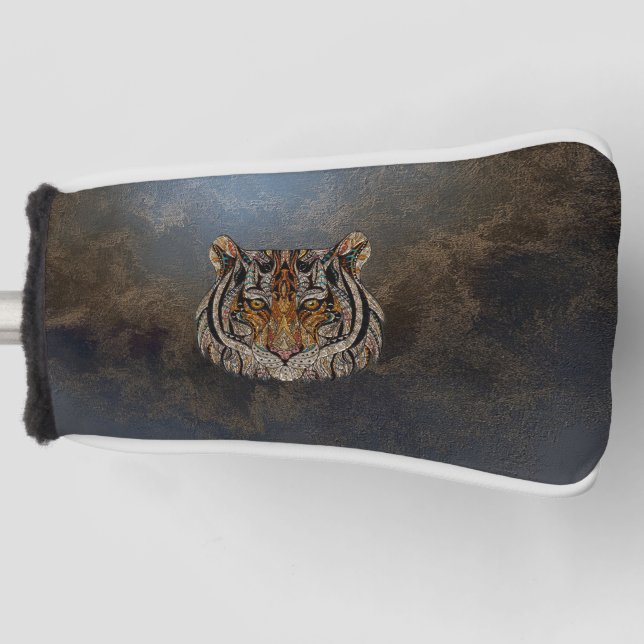 Tiger Head, Face, Leather Look Golf Head Cover (Front)