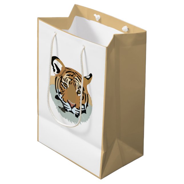 Tiger Head Face Wild Animal Tiger Medium Gift Bag (Front Angled)