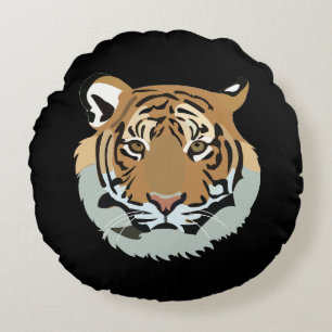 Tiger Head Face Wild Animal Tiger Round Pillow