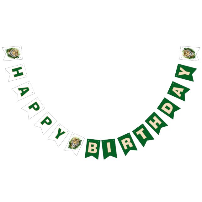 Tiger Head Happy Birthday Party Bunting Flags (All)