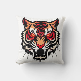 Tiger head illustration throw pillow