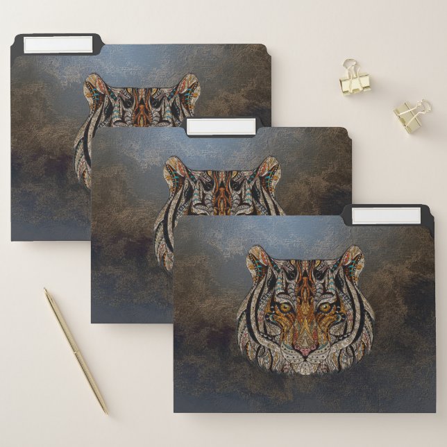 Tiger Head, Leather Look File Folder (Set)