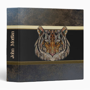 Tiger Head Leather Look-Personalized 3 Ring Binder