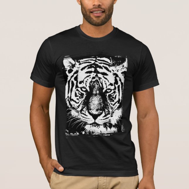 Tiger Head Mens Bella+Canvas Short Sleeve Black T-Shirt (Front)