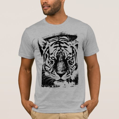 Tiger Head Mens BellaCanvas Short Sleeve Grey T_Shirt