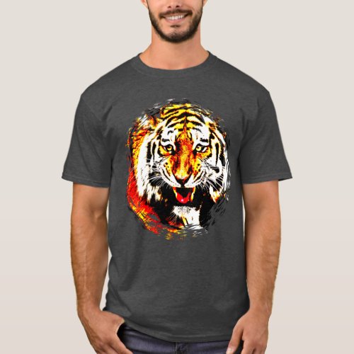 Tiger Head Modern Elegant Trendy Template T_Shirt