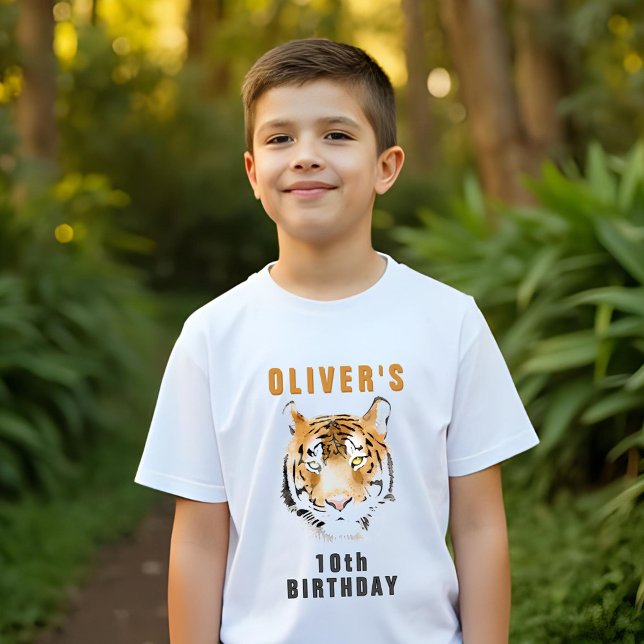 Tiger Head Name Birthday Party Guest of Honor T-Shirt (Creator Uploaded)
