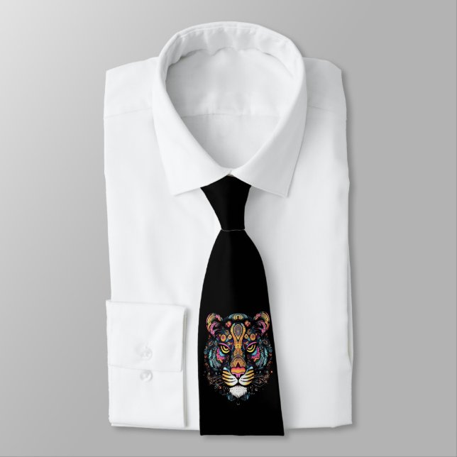 Tiger Head  Neck Tie (Tied)