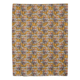 Tiger Head On Tiger Skin Animal Print Design Duvet Cover