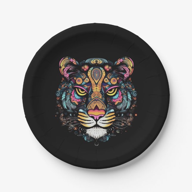Tiger Head  Paper Plates (Front)
