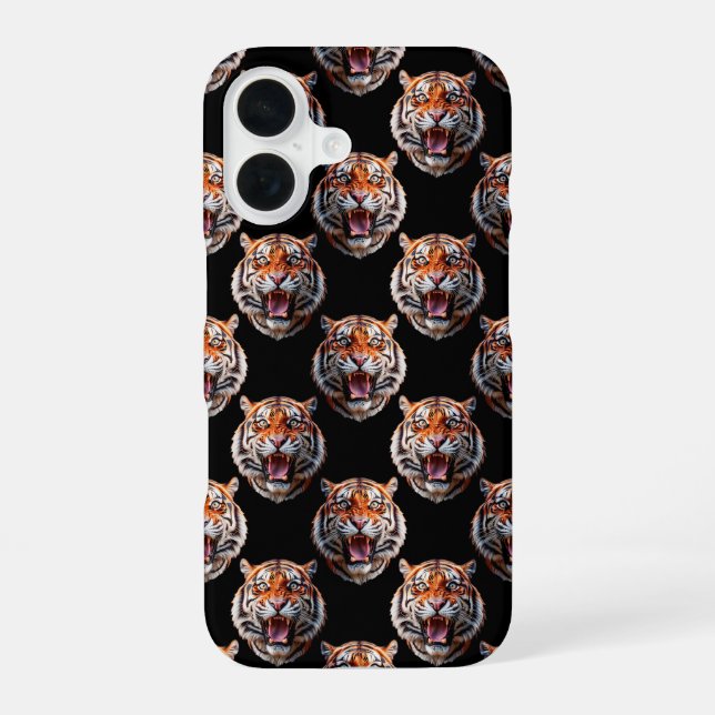 Tiger Head Pattern Design - Black   Iphone Case (Back)