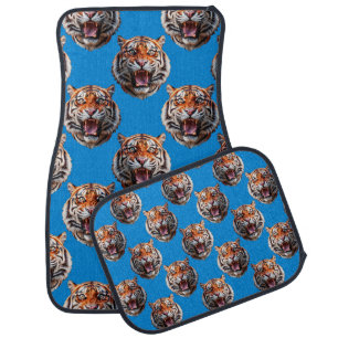 Tiger Head Pattern Design Blue  Car Floor Mat