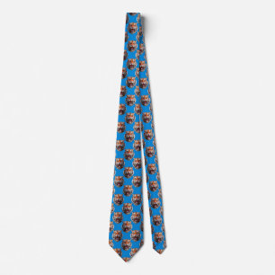 Tiger Head Pattern Design Blue Neck Tie