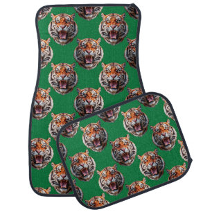 Tiger Head Pattern Design Green Car Floor Mat