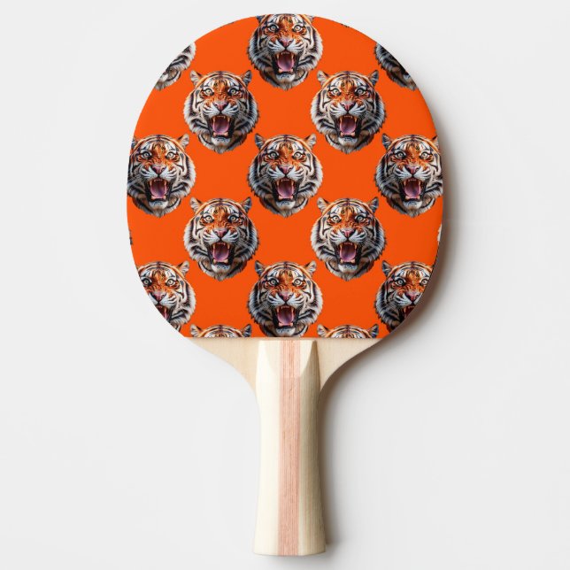 Tiger Head Pattern Design Orange  Ping Pong Paddle (Front)