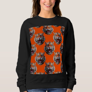 Tiger Head Pattern Design Orange  Sweatshirt