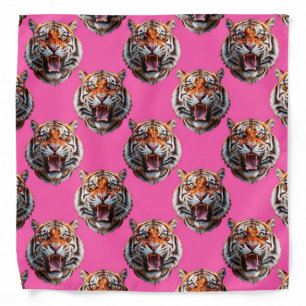 Tiger Head Pattern Design Pink Bandana