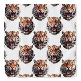 Tiger Head Pattern Design - White   Bandana