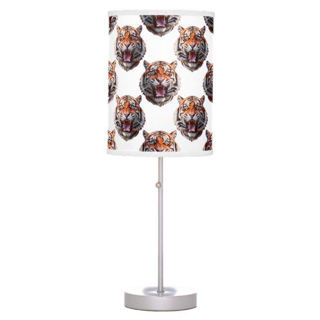 Tiger Head Pattern Design - White   Table Lamp (Front)