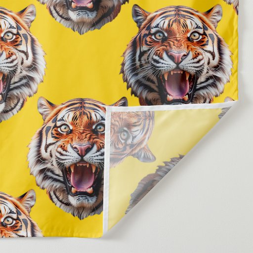 Tiger Head Pattern Design Yellow  Fabric